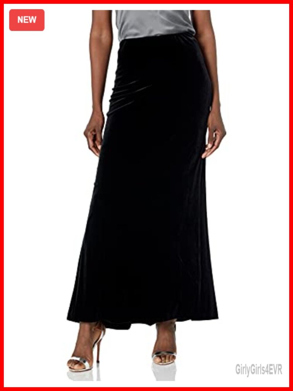 Long Velvet Maxi Skirt Fishtail Back Stretch Waistband